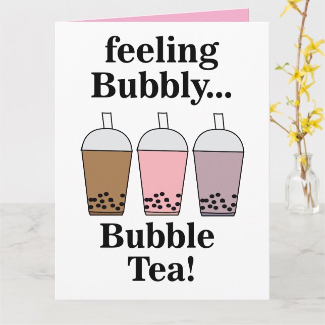Bubble Tea Funny  Card (Yellow Flower)