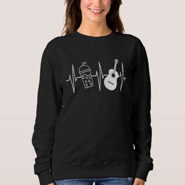 Bubble Tea   Guitar  Heartbeat Boba Tea Sweatshirt (Front)