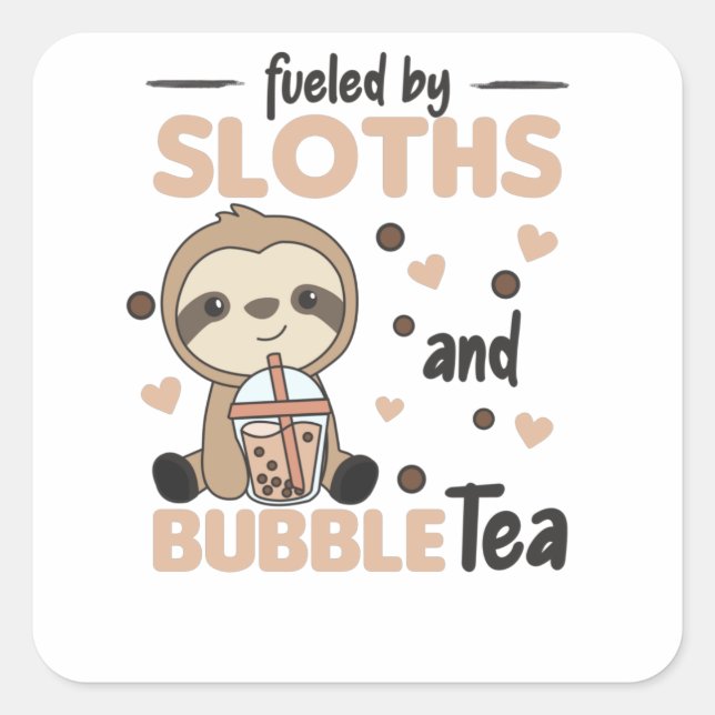 Bubble Tea K-Pop Fault Chocolate Sweet Animals Square Sticker (Front)