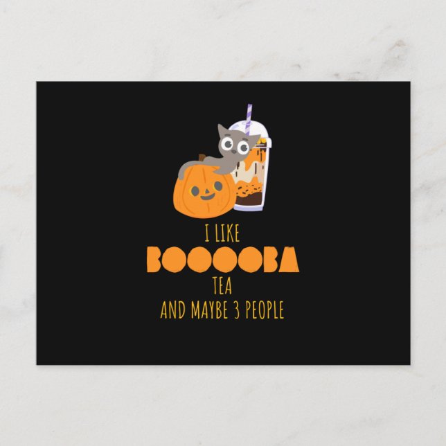 Bubble Tea Kawaii Halloween Postcard (Front)