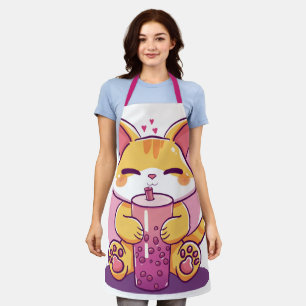 Bubble Tea Kitty Apron