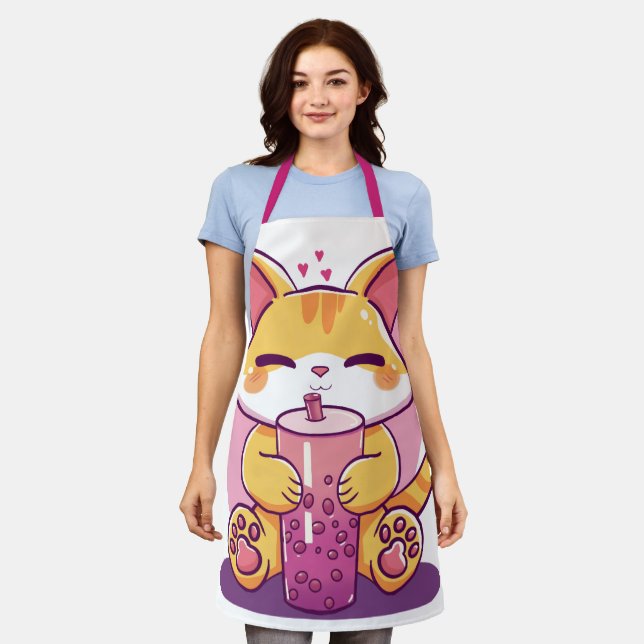 Bubble Tea Kitty Apron (Worn)