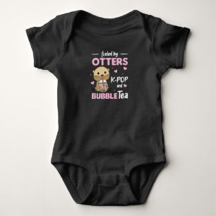 Bubble Tea Otter With Chocolate Cute Animals Baby Bodysuit