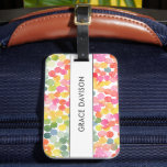 Bubble Tea Rainbow Pink Orange Green Luggage Tag<br><div class="desc">Brilliant and Bright, eye-catching and feminine watercolor circle themed LUGGAGE TAG featuring a pattern inspired by the delightful world of bubble tea, incorporating warm and vibrant colours of green, orange, pink, yellow, and blue The text can easily be customized with your name for the perfectly personalized gift or vacation accessory!...</div>