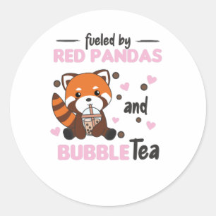 Bubble Tea Red Panda Chocolate Cute Animals Boba Classic Round Sticker