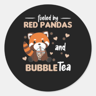Bubble Tea Red Panda Chocolate Cute Animals Boba Classic Round Sticker