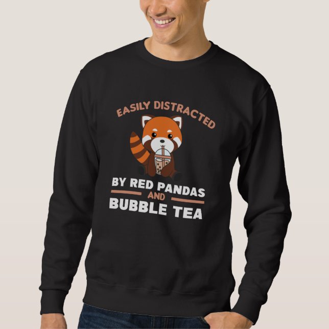 Bubble Tea Red Panda Chocolate Cute Animals Boba Sweatshirt (Front)