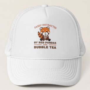 Bubble Tea Red Panda Chocolate Cute Animals Boba Trucker Hat