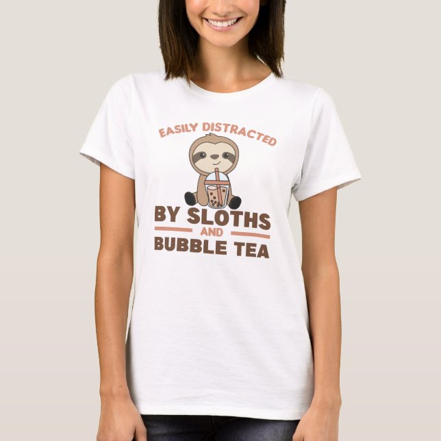 Bubble Tea Sloth Chocolate Cute Animals Boba T-Shirt (Front)