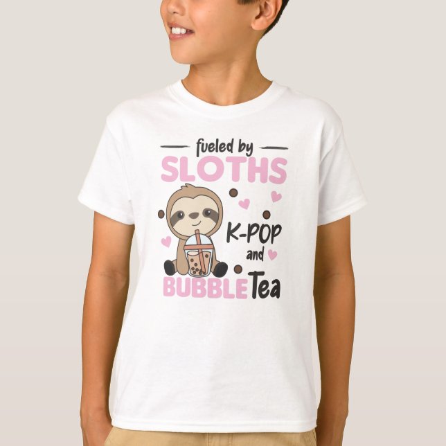Bubble Tea Sloth Chocolate Cute Animals Boba T-Shirt (Front)