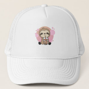 Bubble Tea Sloth With Chocolate Sweetness Trucker Hat