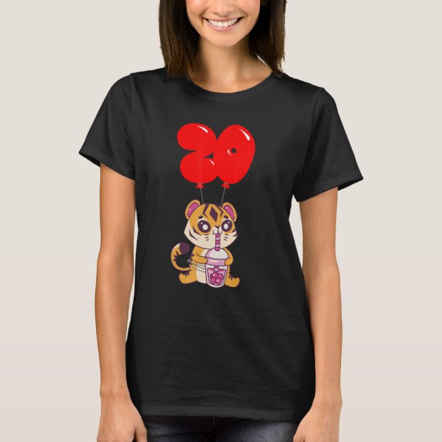 Bubble Tea Tiger  20th Birthday  Kids Balloon Part T-Shirt (Front)