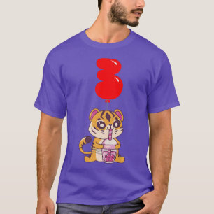 Bubble Tea Tiger - 3rd Birthday - Kids Balloon Par T-Shirt