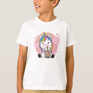 Bubble Tea Unicorn With Chocolate Sweet Animals T-Shirt