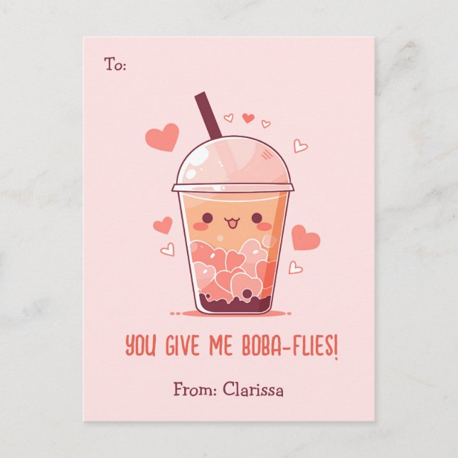 Bubble Thé Valentines Carte de jour Enfants amusan (Devant)