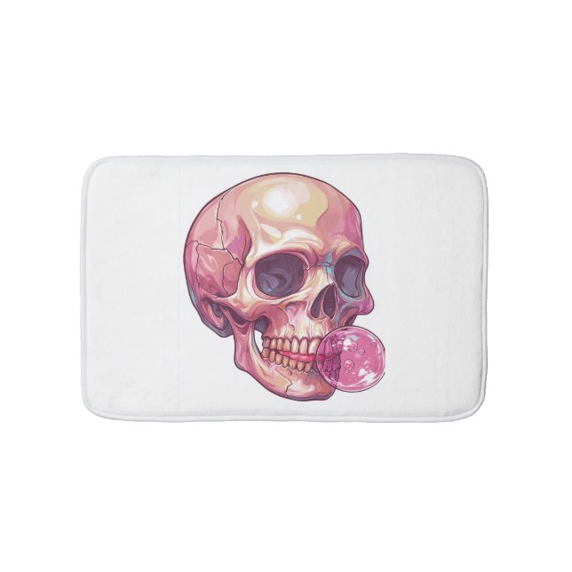 Bubble Trouble Skull � Funny Gum Skeleton Bath Mat (Front)