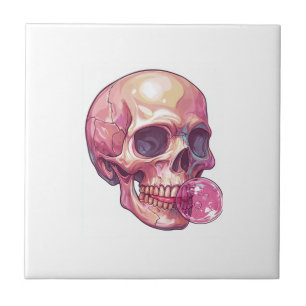 Bubble Trouble Skull � Funny Gum Skeleton Tile