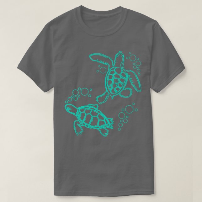Bubble Turtles Cute Turtle T-Shirt (Design Front)