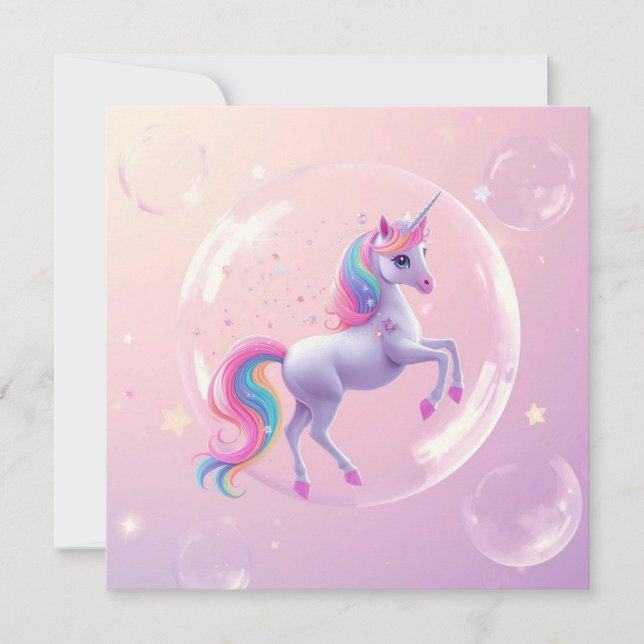 Bubble Unicorn Invitation (Front)
