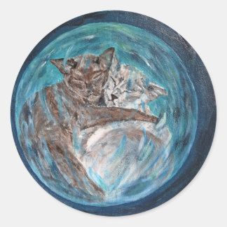 Bubblecats in Cyberspace Classic Round Sticker