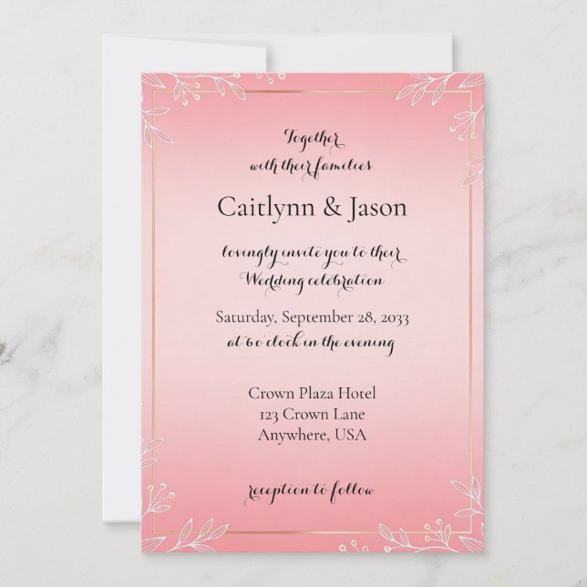 Bubblegum Blush Wedding Invitations (Front)