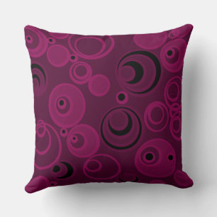 Bubblegum Bubbles Everywhere Magenta Black Throw Pillow