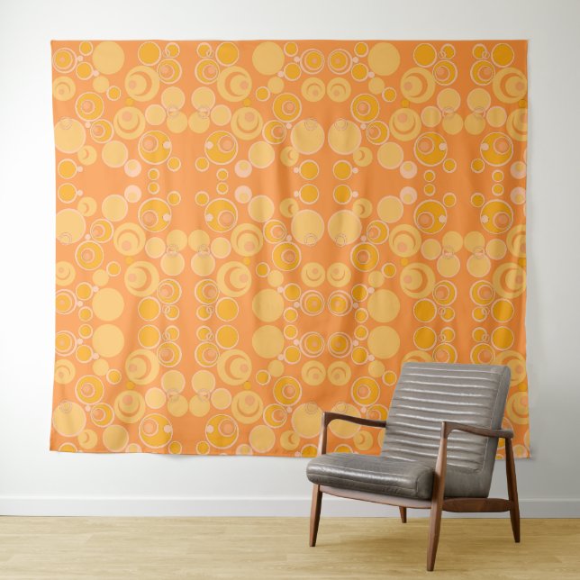 Bubblegum Bubbles Everywhere Orange  Tapestry (In Situ (Horizontal))