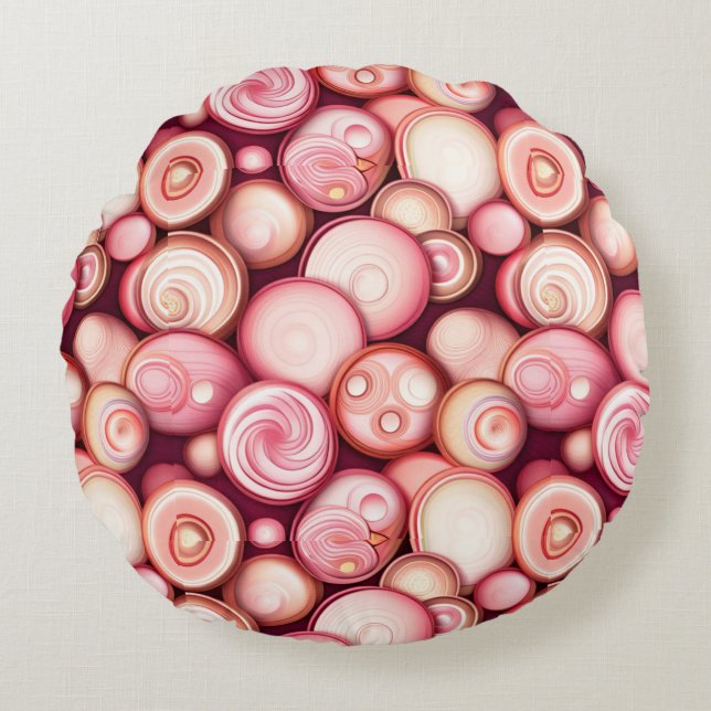 Bubblegum Bubbles Round Pillow (Front)