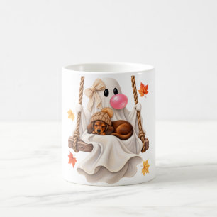 Bubblegum Ghost & dachshund Swing Halloween Fall  Coffee Mug