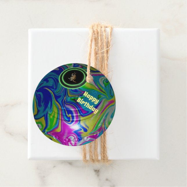 Bubblegum Lawn Bowl, Round Gift Tags (In Situ)