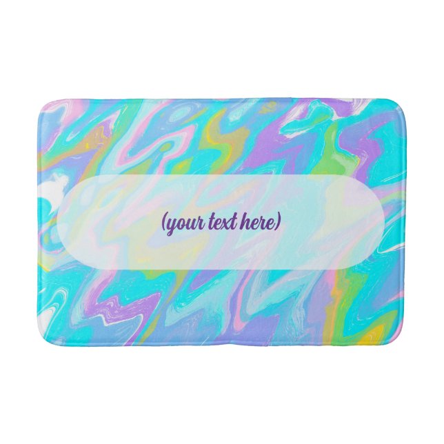 Bubblegum Marble Texture Liquid Paint Mixture Bath Mat (Front)