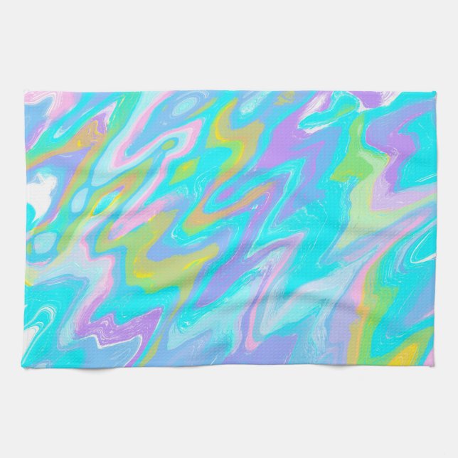 Bubblegum Marble Texture Liquid Paint Mixture Kitchen Towel (Horizontal)