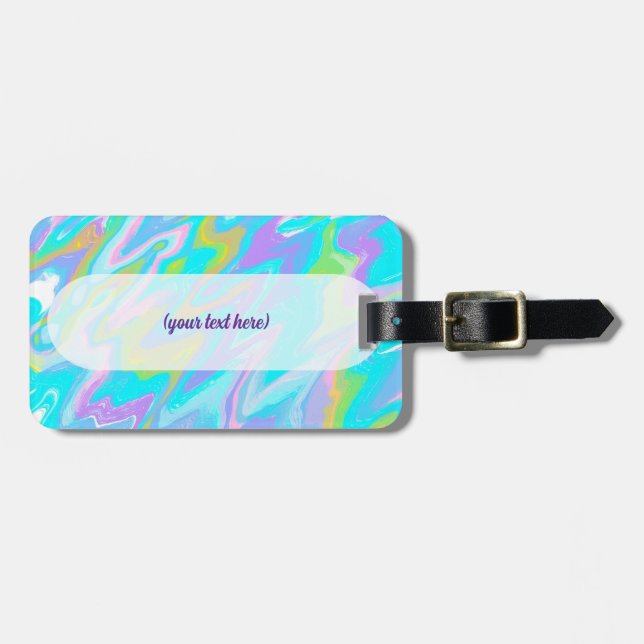 Bubblegum Marble Texture Liquid Paint Mixture Luggage Tag (Front Horizontal)