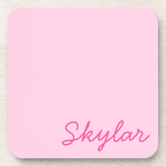 Bubblegum Pink and Hot Pink Custom Name Monogram Coaster