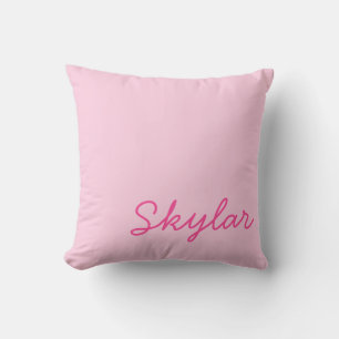 Bubblegum Pink and Hot Pink Custom Name Monogram Throw Pillow
