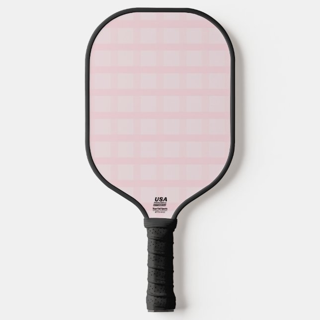 Bubblegum Pink And Lavender Blush Gingham Pattern Pickleball Paddle (Front)