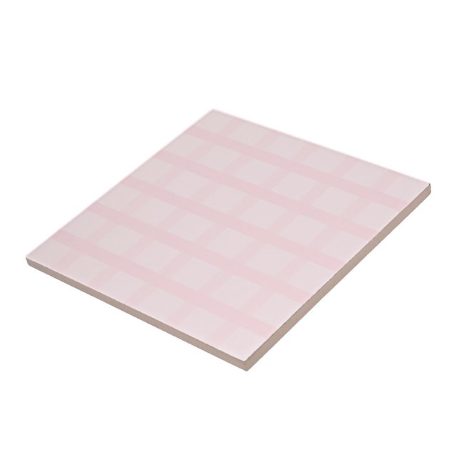 Bubblegum Pink And Lavender Blush Gingham Pattern Tile (Side)