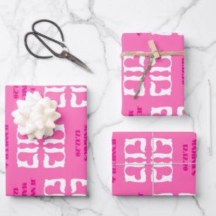 Bubblegum Pink and White Hearts Wrapping Paper Sheet