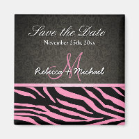 Bubblegum Pink & Black Zebra Stripes Save the Date