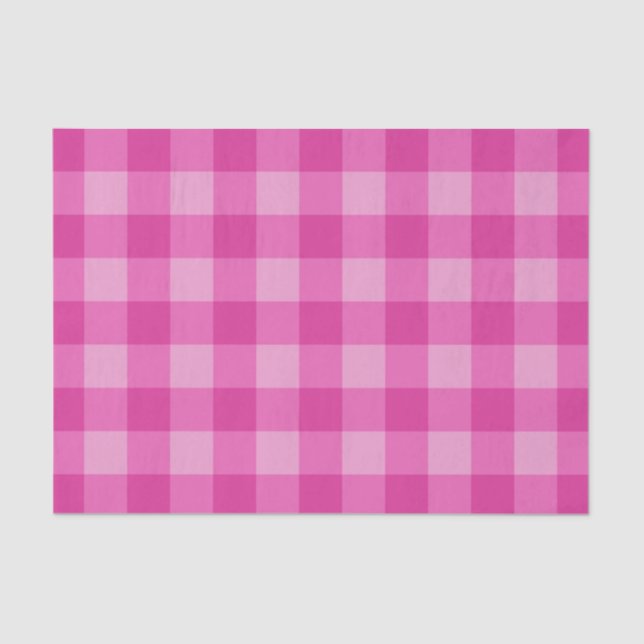 Bubblegum Pink Bright Tartan Plaid Pattern Print Tissue Paper (Front)