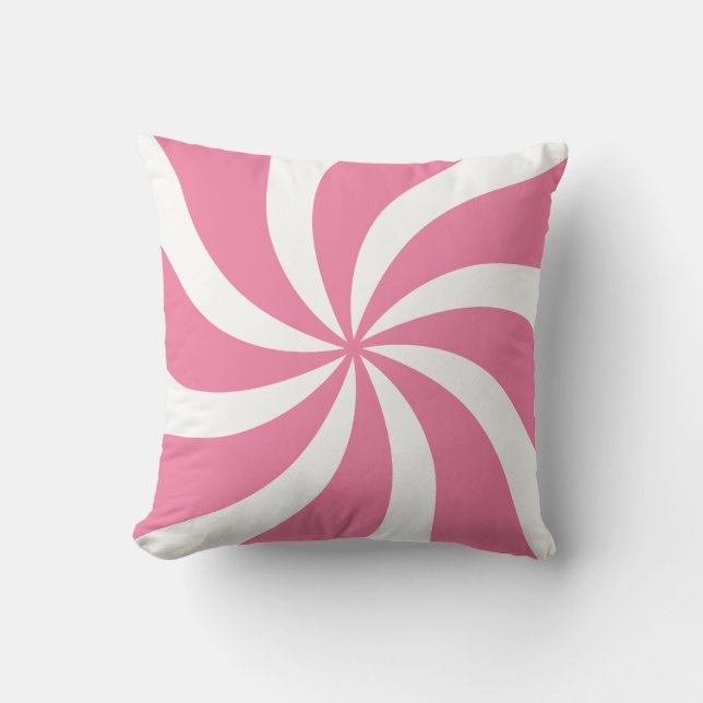 Bubblegum Pink Candy Swirl Throw Pillow (Front)