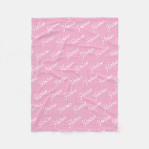 Bubblegum Pink Custom Kids Name Repeat Fleece Blanket