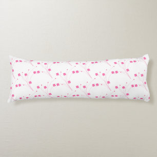 Bubblegum Pink Flowers, Small Floral Print Body Pillow