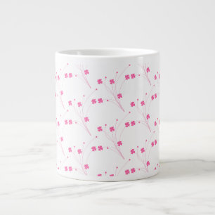 Bubblegum Pink Flowers, Small Floral Print Large Coffee Mug