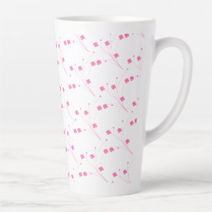 Bubblegum Pink Flowers, Small Floral Print Latte Mug