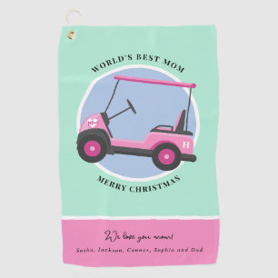 Bubblegum Pink Golf Cart Mom's Golf Towel