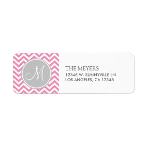 Bubblegum Pink & Grey Modern Chevron with Monogram