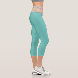 Bubblegum Pink Paint Splatter Pattern Capri Leggings