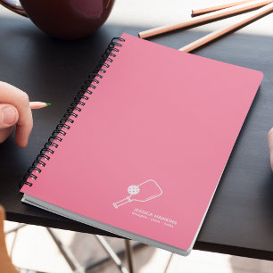 Bubblegum Pink Pickleball Paddle & Ball Personal Notebook