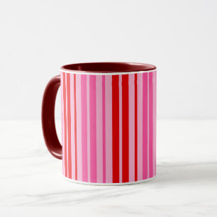 Bubblegum Pink Red Vertical Stripes Design   Mug